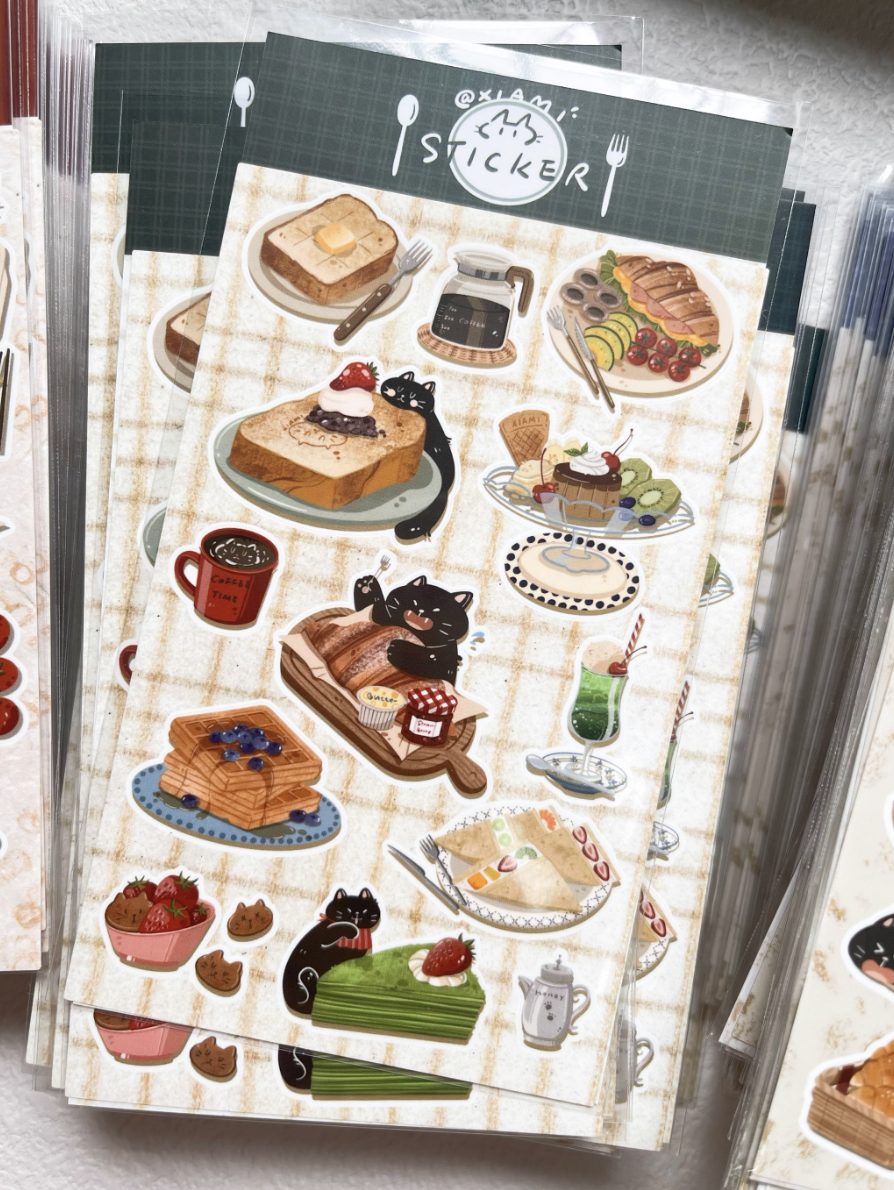 Xiami Studio Cat and Food Stickers