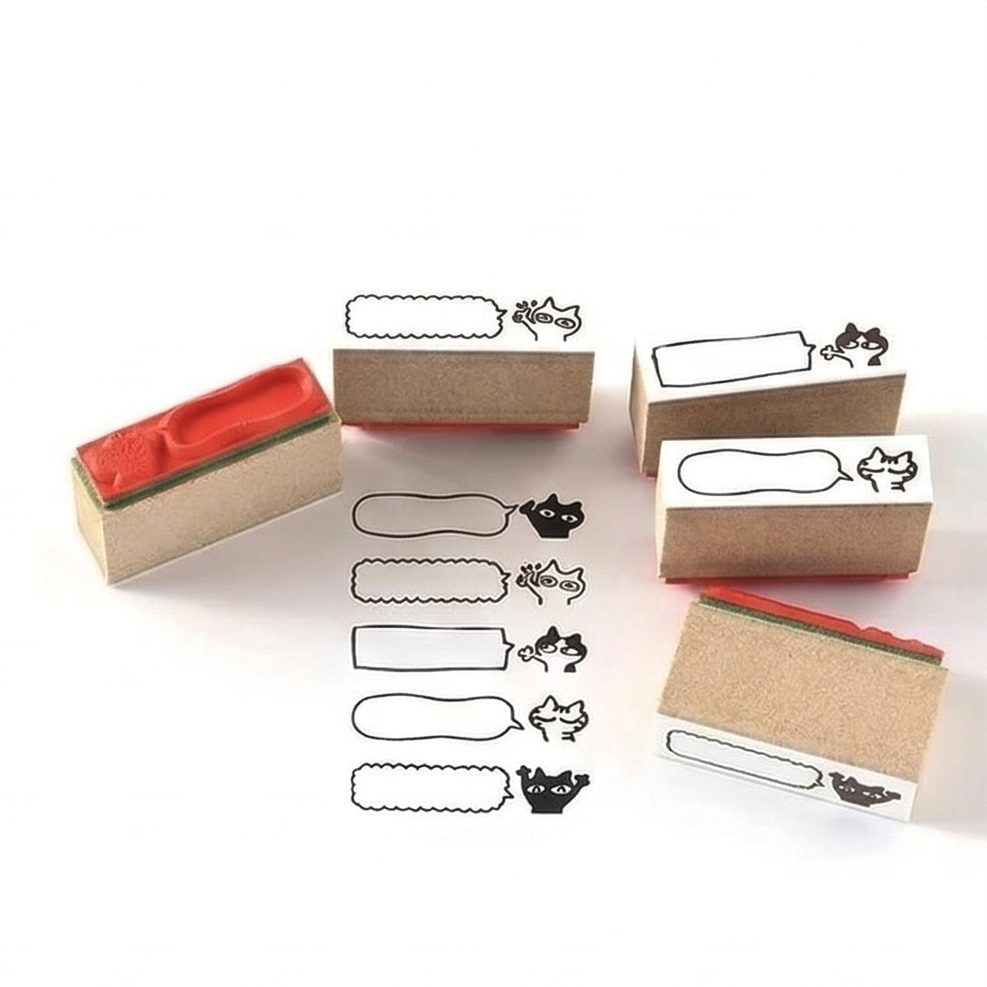 Sanby x Avec Amour Rubber Stamp Set - Cat Speech Bubbles