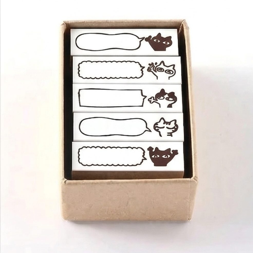 Sanby x Avec Amour Rubber Stamp Set - Cat Speech Bubbles