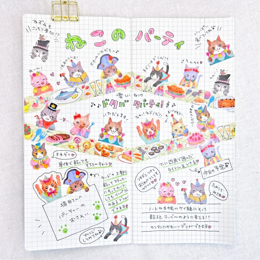 Bande Masking Roll Sticker Set – Cat Party — gallery