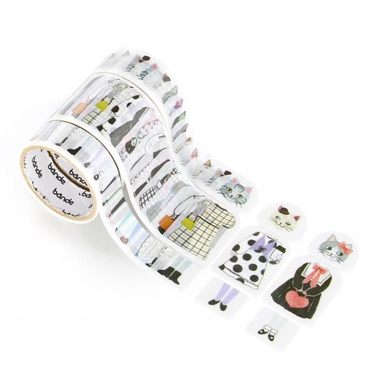 Bande Masking Roll Sticker Set – Dress-Up – Monochrome Cat Club