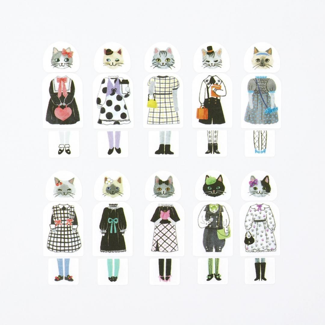 Bande Masking Roll Sticker Set – Dress-Up – Monochrome Cat Club — gallery