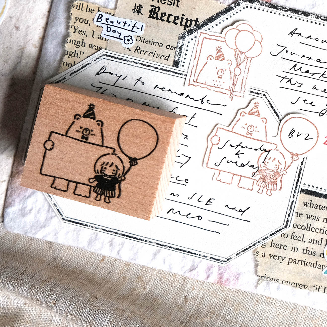 Eileen Tai Bear & Girl Rubber Stamps - Celebration - Image 5