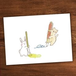 Beverly Cat & Fountain Pen Rubber Stamp — gallery