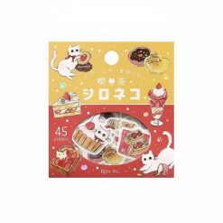 BGM Foil-Stamped Flake Stickers – Kissa Cat Cafe – White Cat