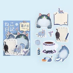 BGM Memo Stickers Cat Diary - Blue