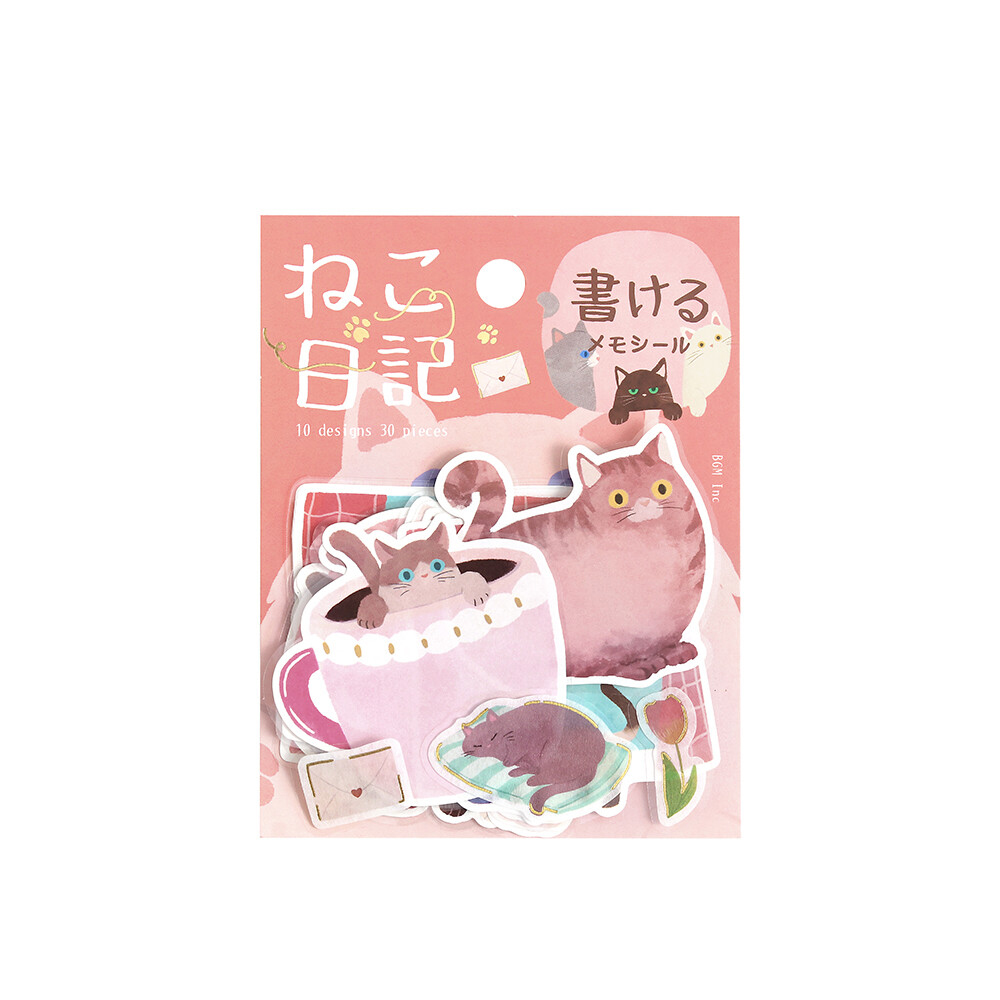 BGM Memo Stickers Cat Diary - Pink