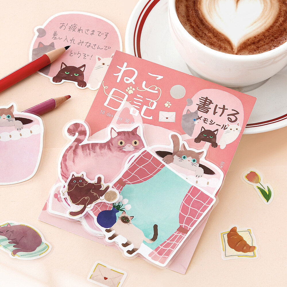 BGM Memo Stickers Cat Diary - Pink
