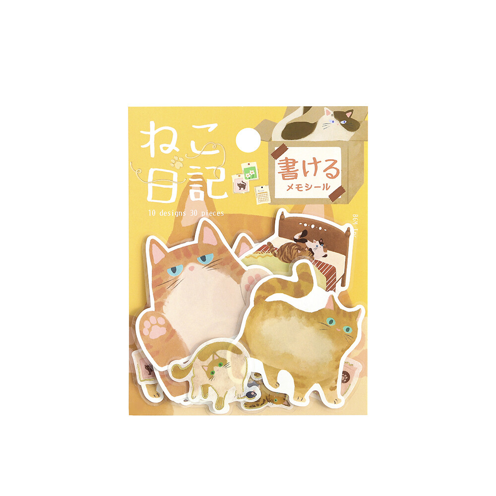 BGM Memo Stickers Cat Diary - Yellow