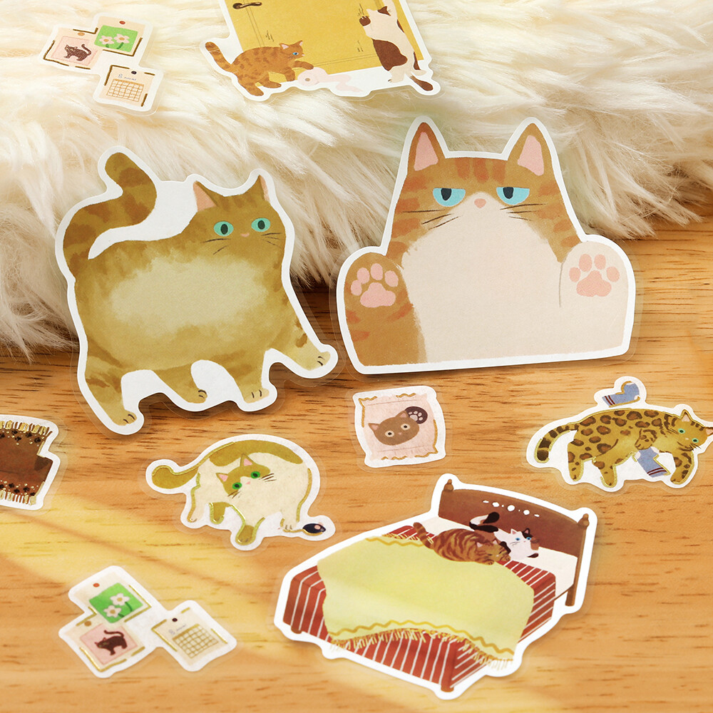 BGM Memo Stickers Cat Diary - Yellow
