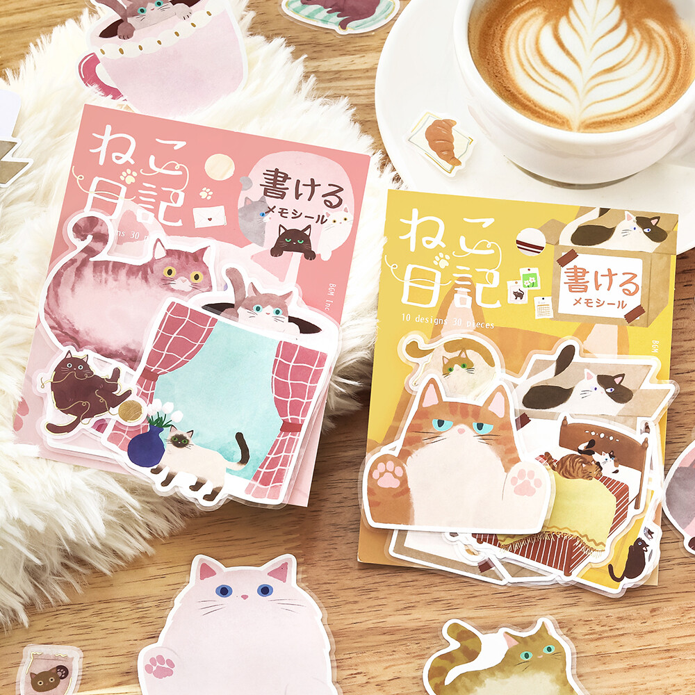 BGM Memo Stickers Cat Diary - Yellow