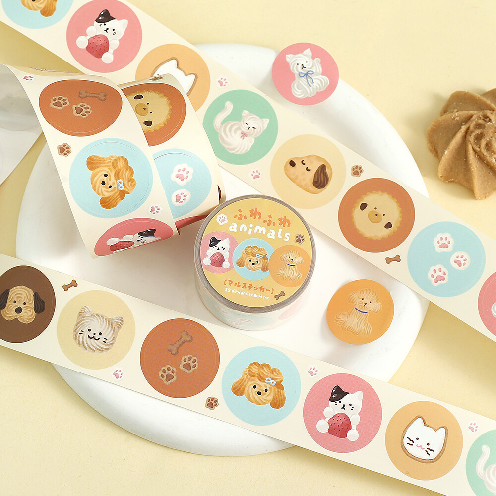 BGM Round Stickers Roll - Fluffy Animals