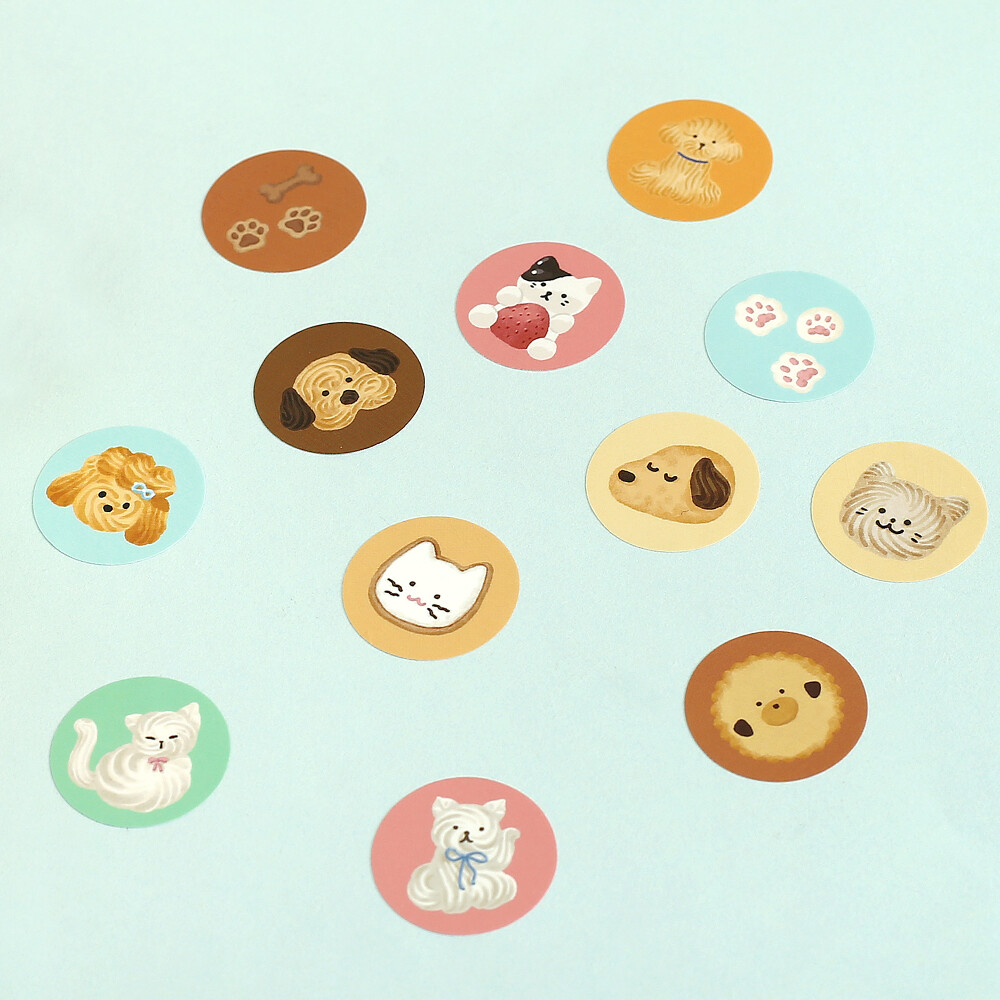 BGM Round Stickers Roll - Fluffy Animals