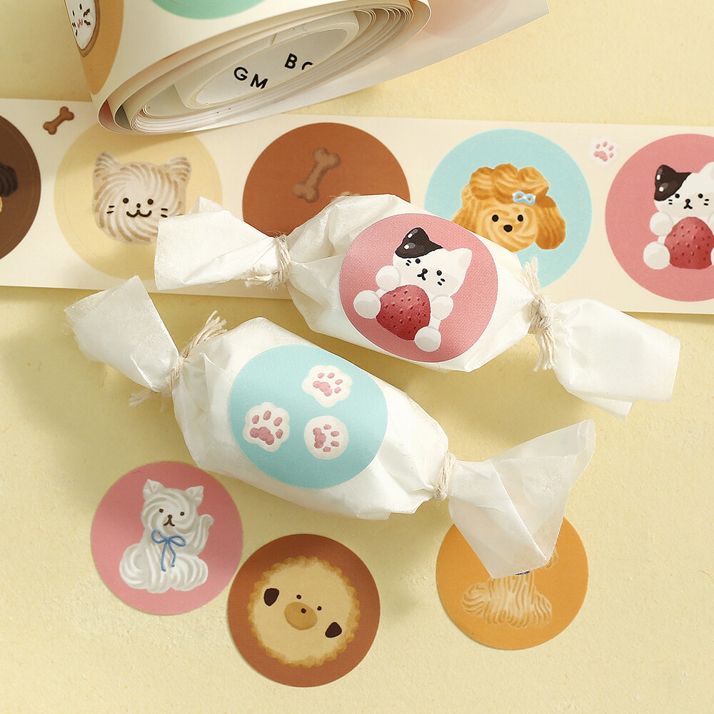 BGM Round Stickers Roll - Fluffy Animals