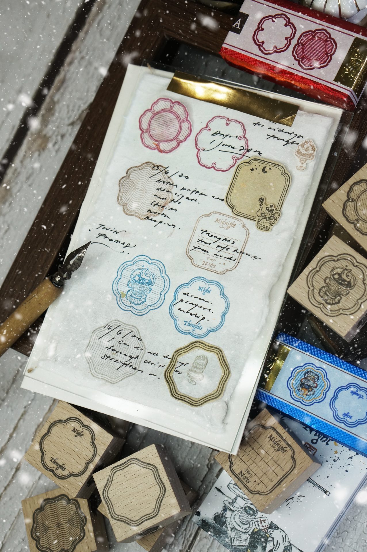 Black Milk Project Notes in the Night Rubber Stamp Set – Twin Frame A — gallery