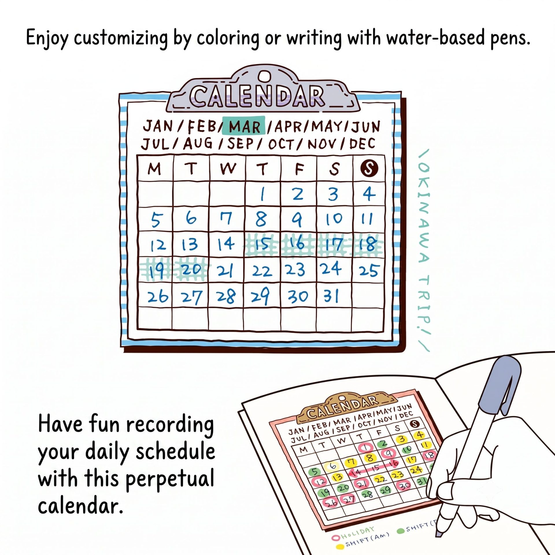 Midori Paintable Stamp Brown Ink - Calendar - Image 5