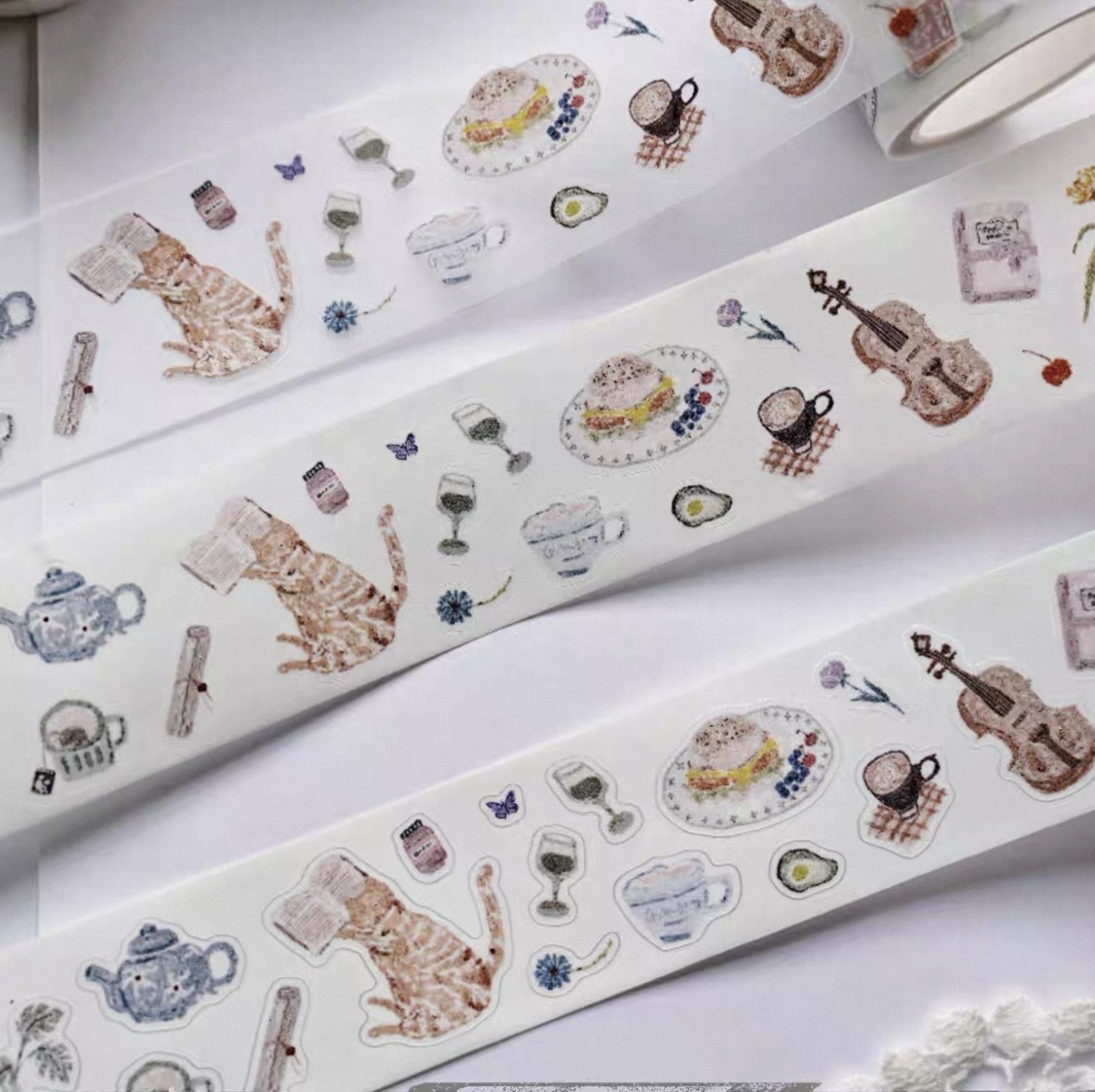 Muzishan Kiss-cut PET Tape - Cat Afternoon Tea 2 - Image 2