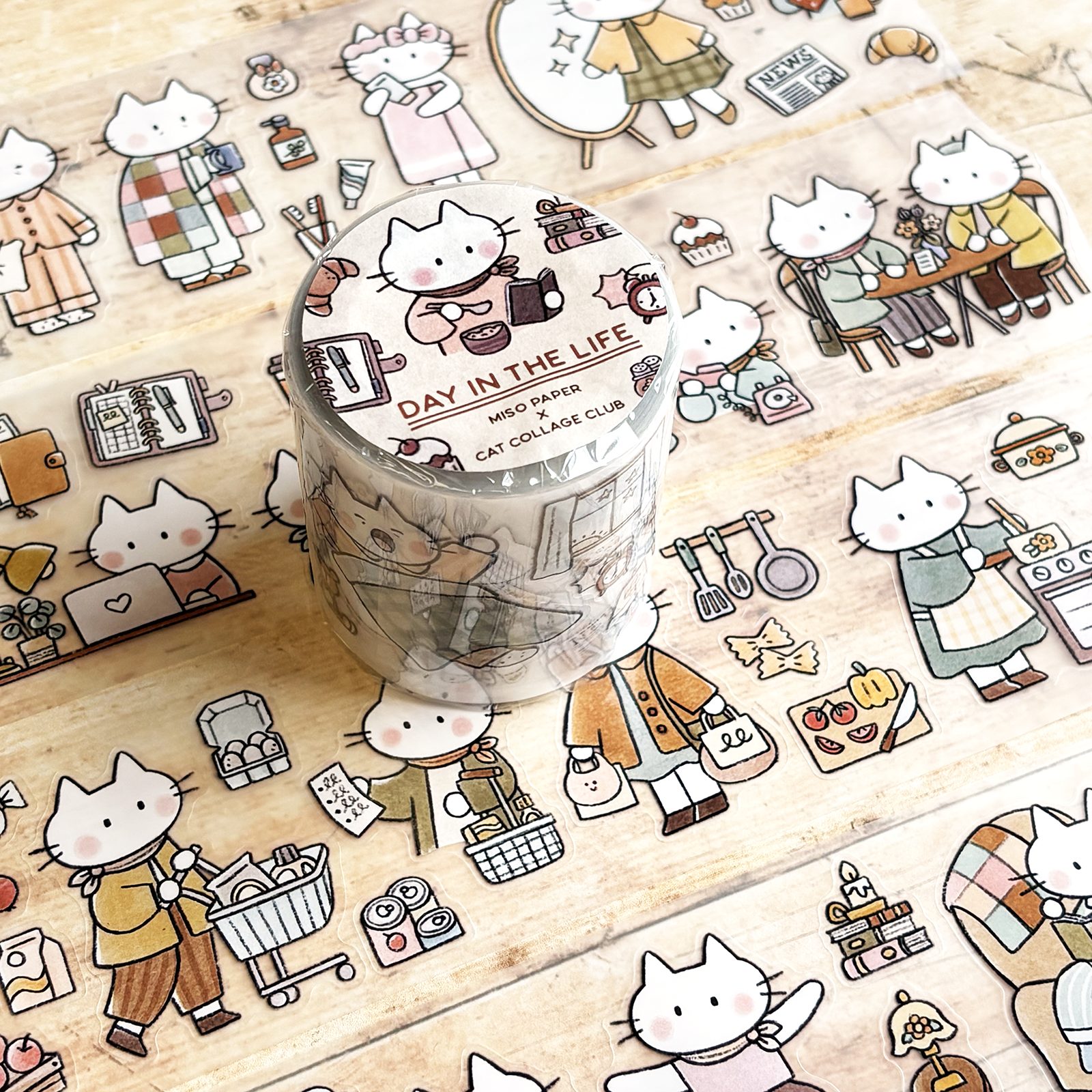 Miso Paper x Cat Collage Club PET tape - Day in the Life