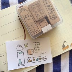 Catdoo Notebook Entry Rubber Stamps - Tegami Set