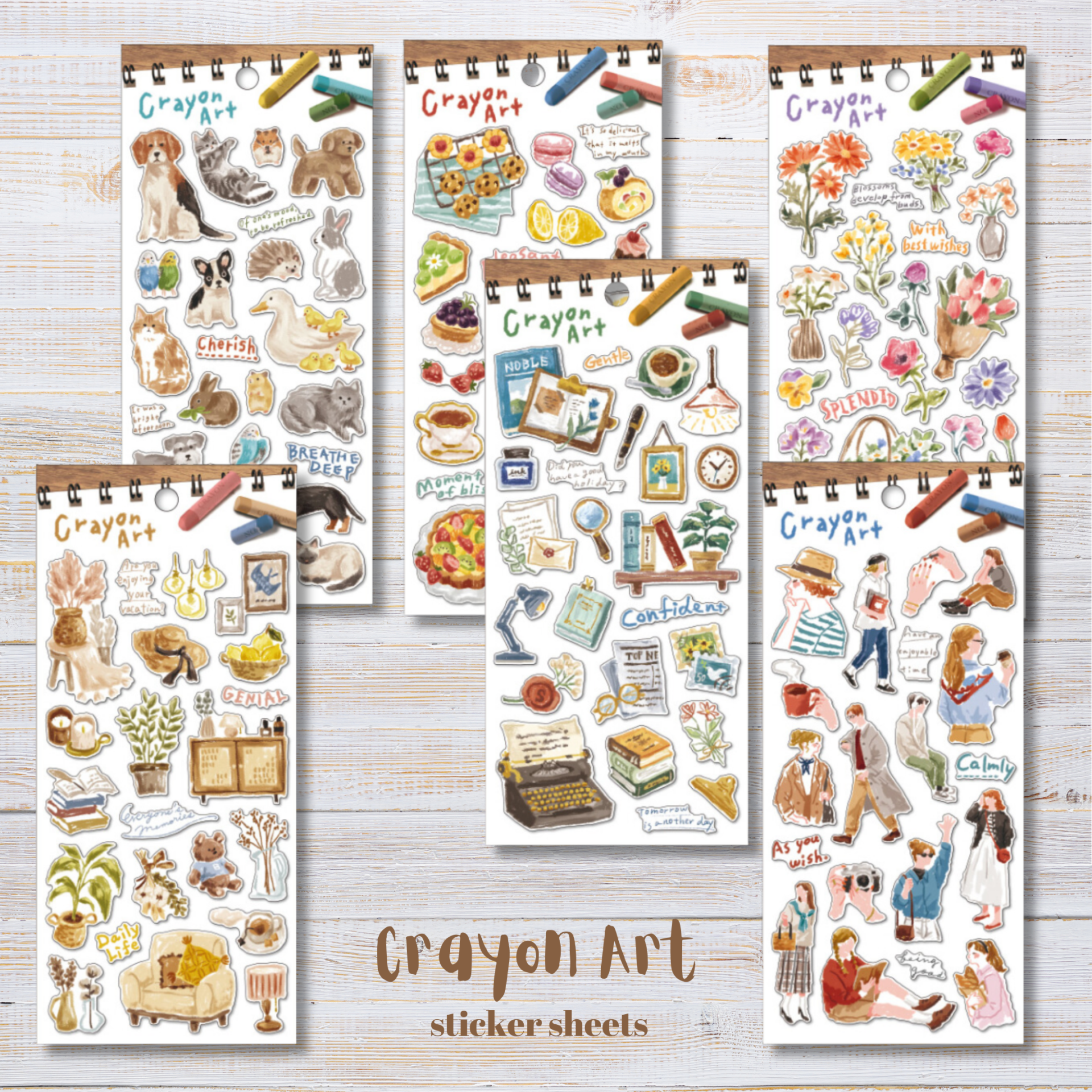 Mind Wave Crayon Art Stickers (6 designs)