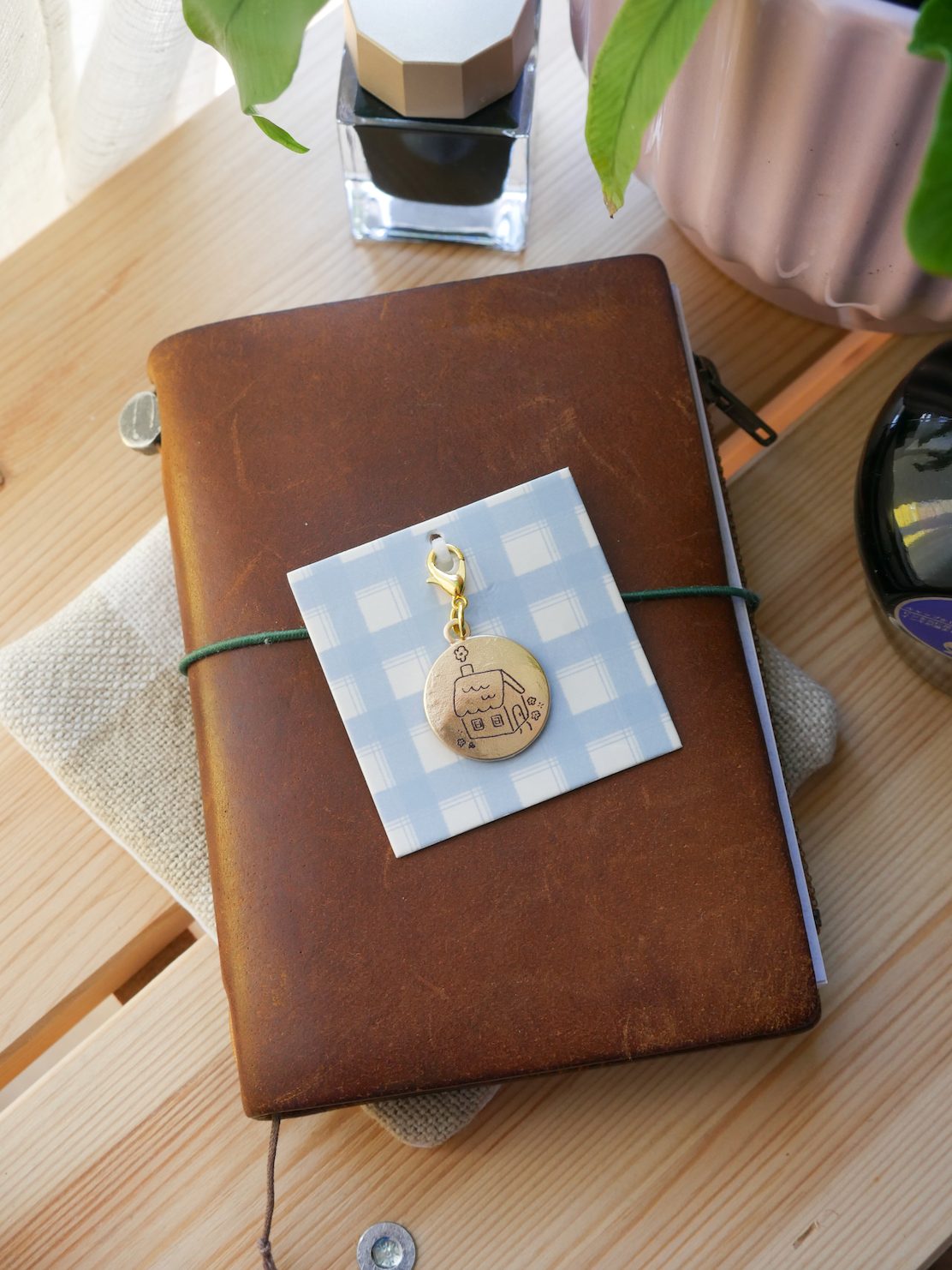 Dana Ate Oatmeal Brass Charm – Stay a While — gallery