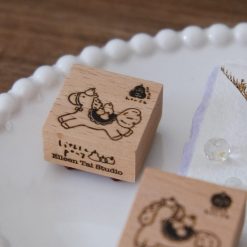 Pear-themed horse illustrations stamped using the Eileen Tai Year of the Horse rubber stamp