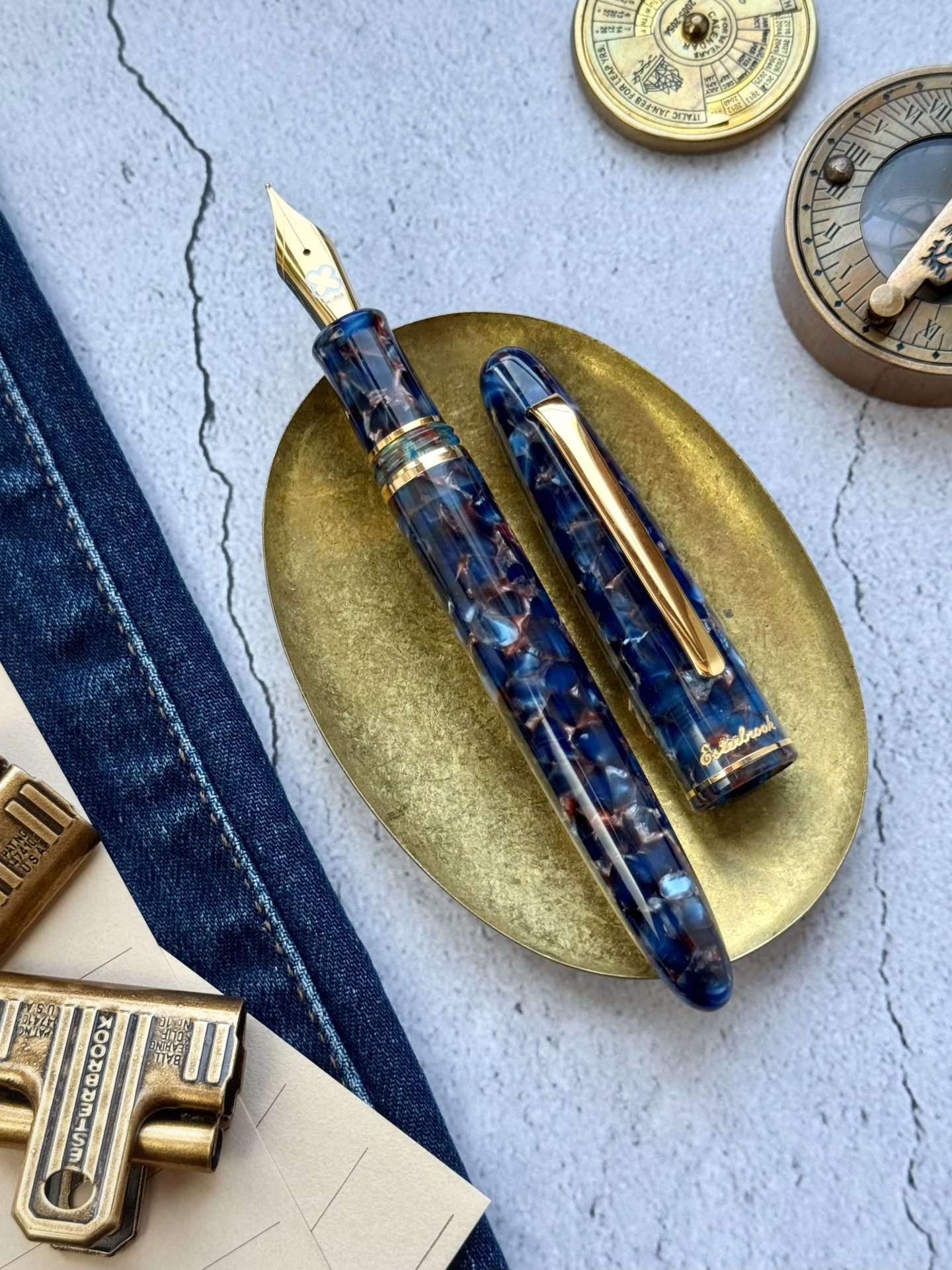 Esterbrook Estie Nouveau Bleu Fountain Pen with Gold Trim