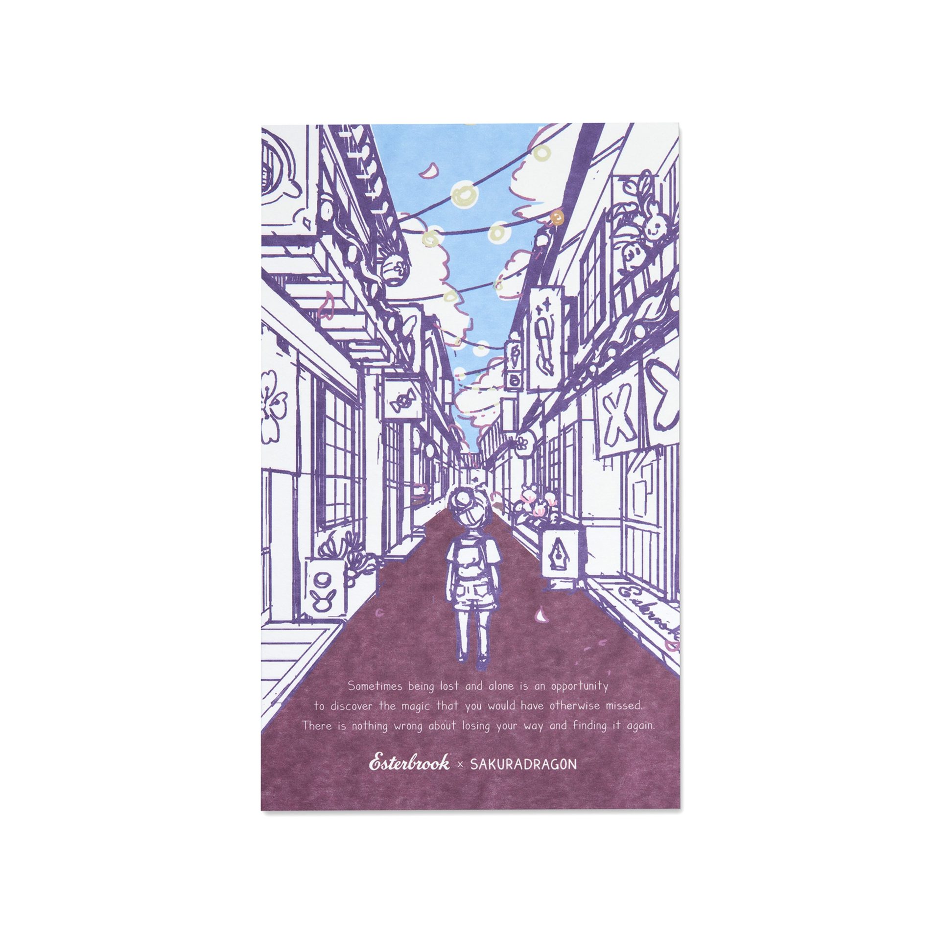 Esterbrook Sakura Street blotter paper with daytime street illustration