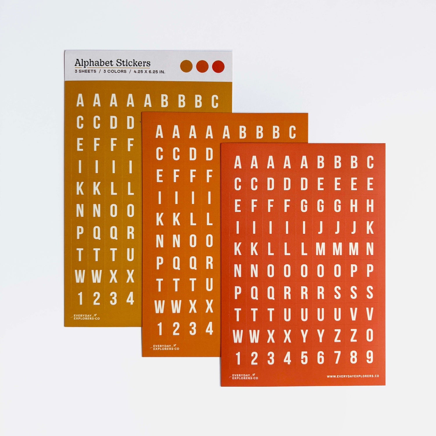 Everyday Explorers Co. Alphabet Sticker Sheets – Golden Hour