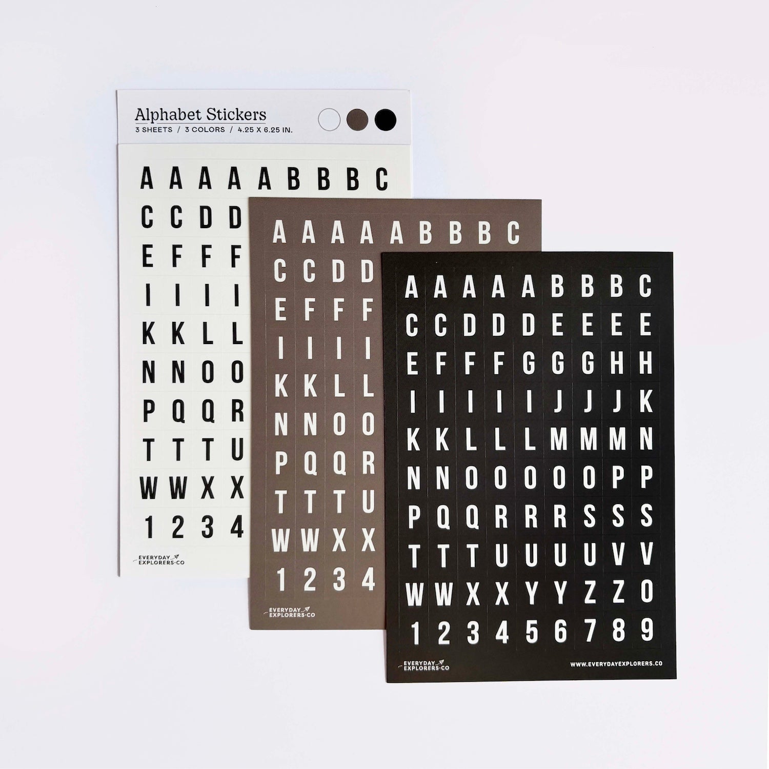 Everyday Explorers Co. Alphabet Sticker Sheets – Monochrome