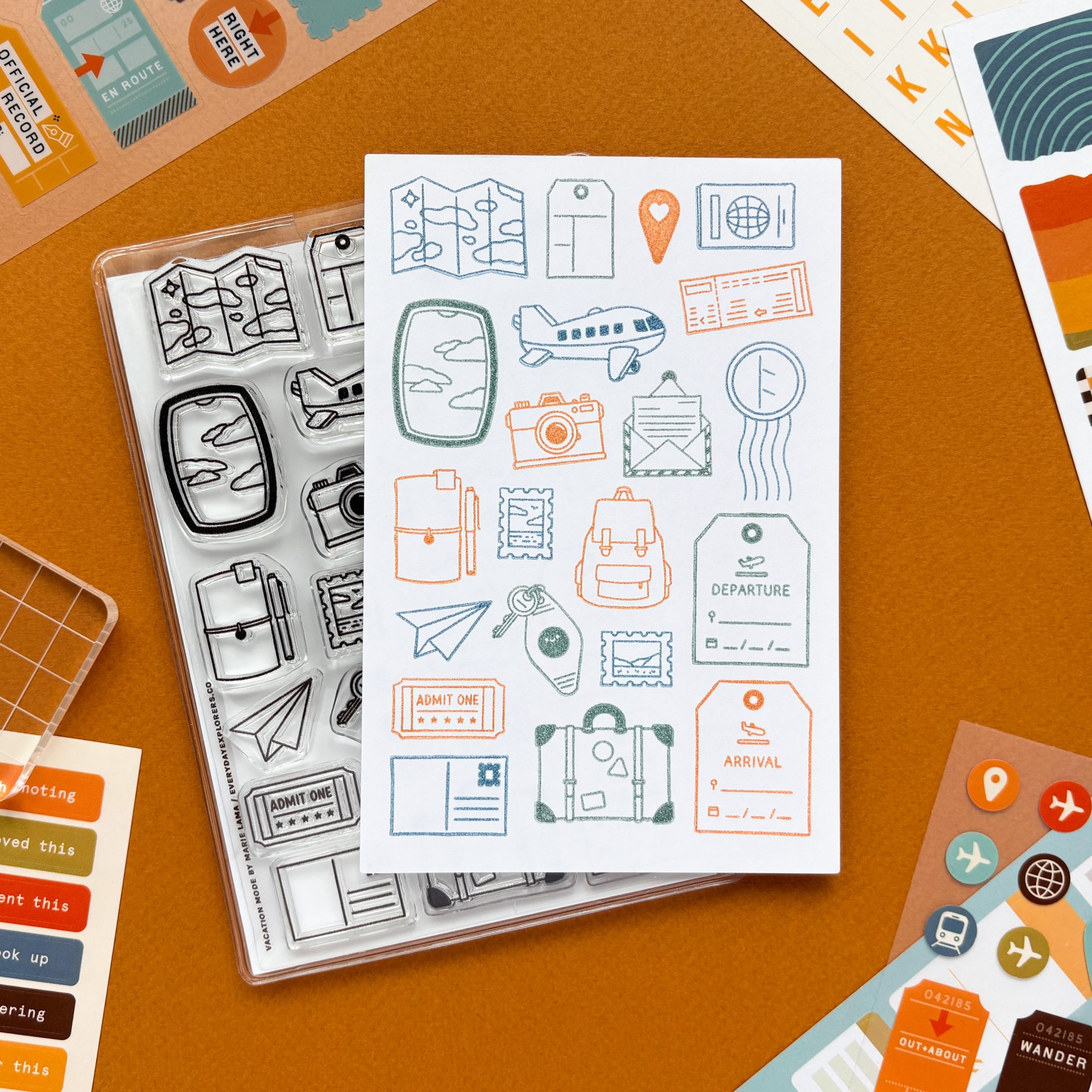 Everyday Explorers Co. Clear Stamp Set – Vacation Mode by Marie Lama