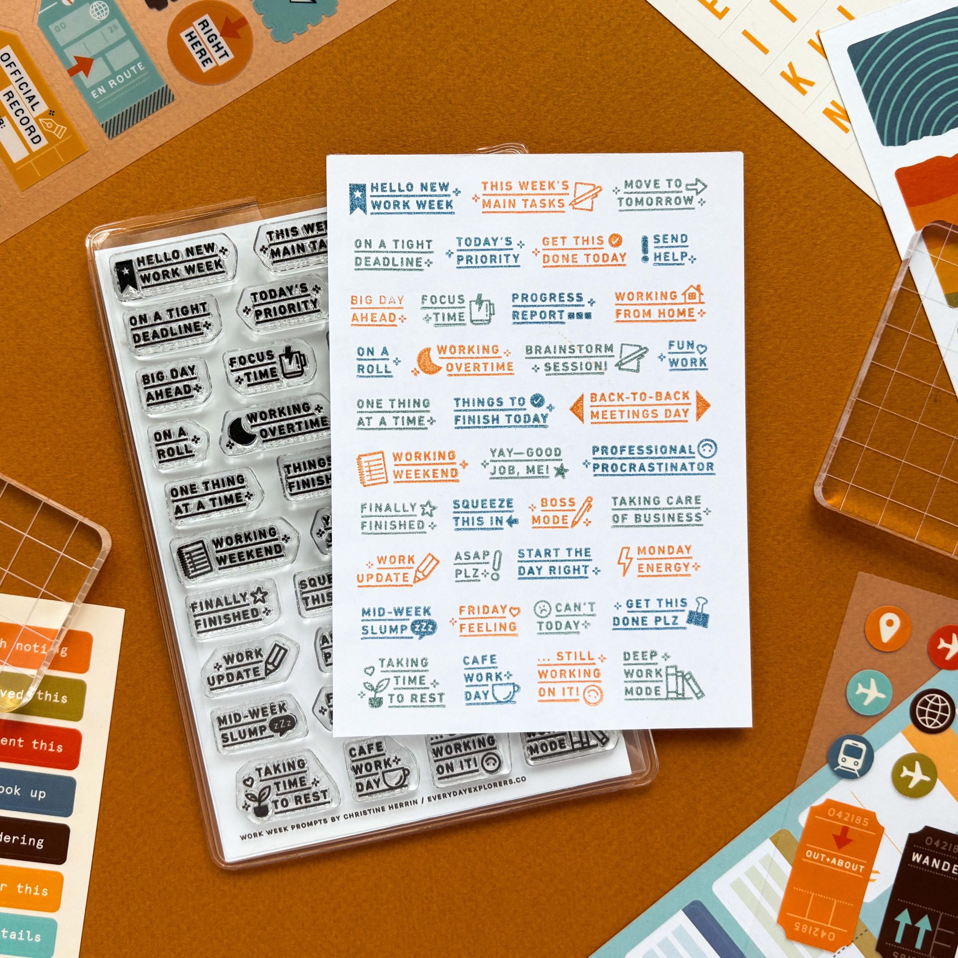 Everyday Explorers Co. Clear Stamp Set – Work Week Prompts