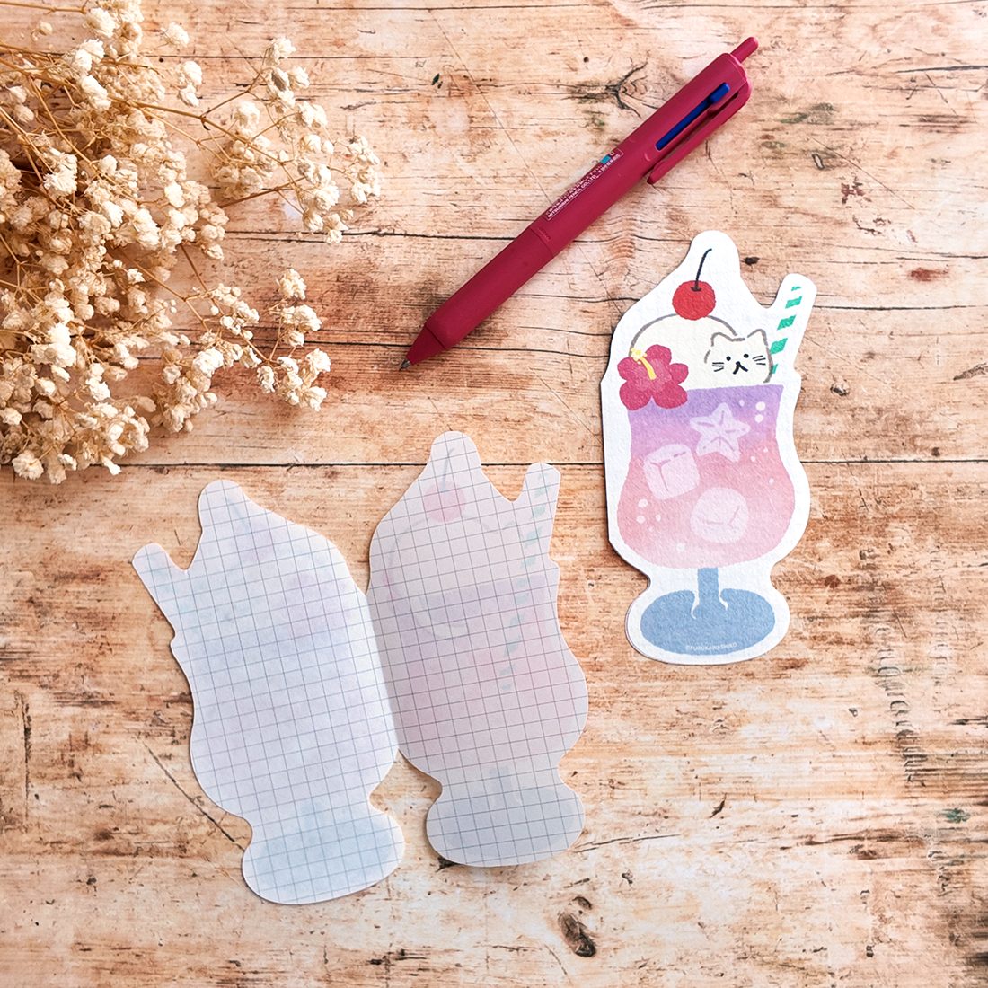Furukawa Paper Die-Cut Folded Letter Set – Purple Soda Cat — gallery