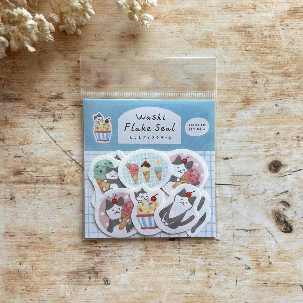 Furukawa Paper Flake Stickers – Cats and Ice Cream