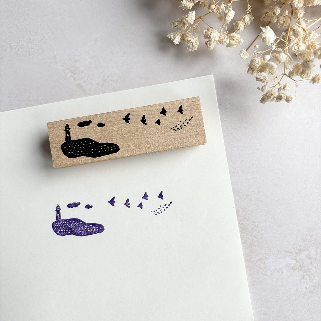Hankodori Rubber Stamp – Bird and Lighthouse