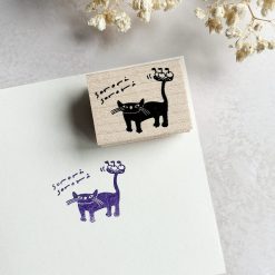 Hankodori Rubber Stamp – Cat and Apple