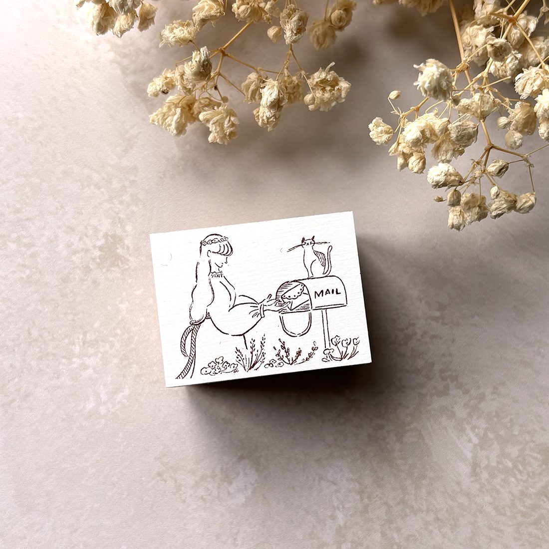 Hankodori Rubber Stamp – Cat and Mailbox — gallery