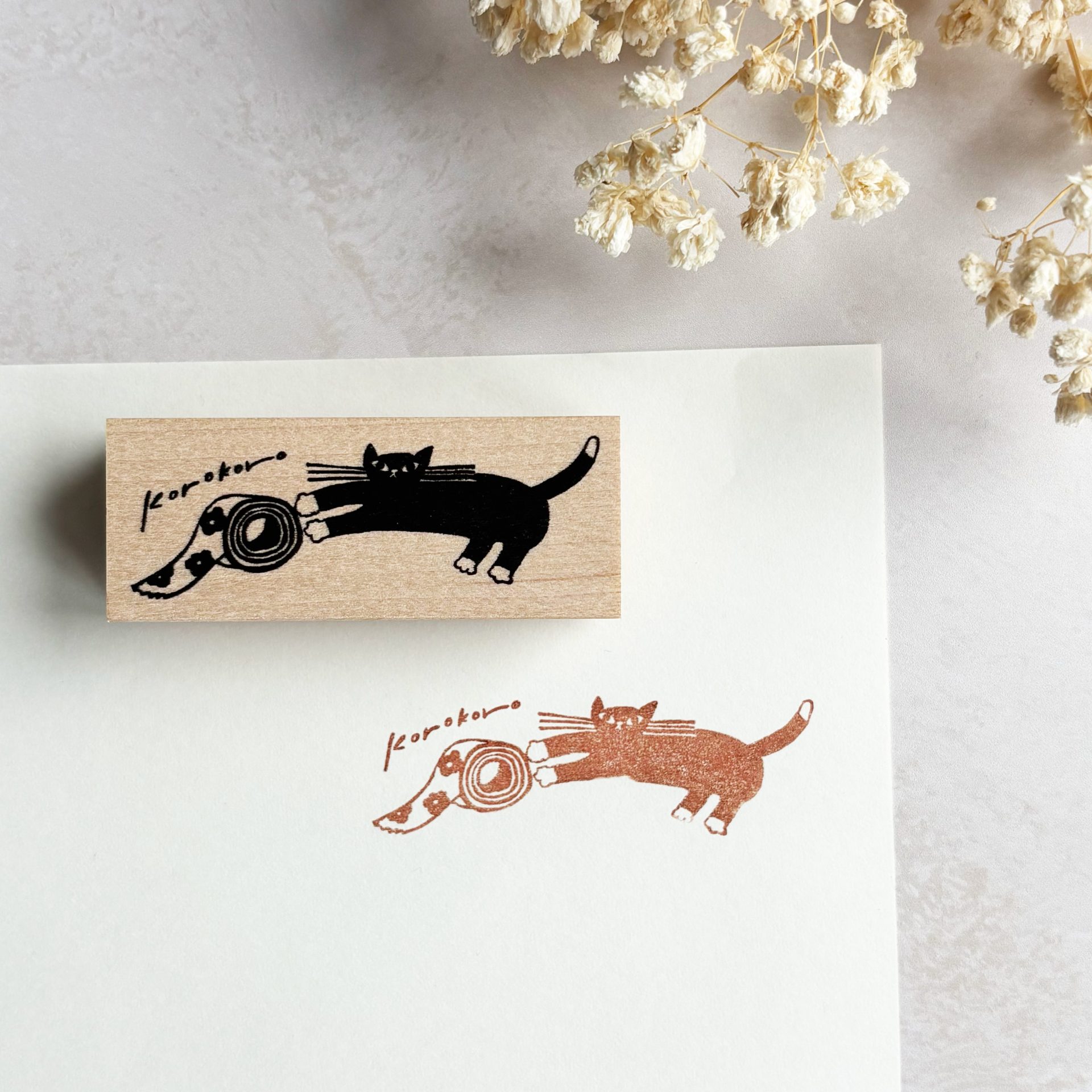 Hankodori Rubber Stamp – Cat and Washi Tape