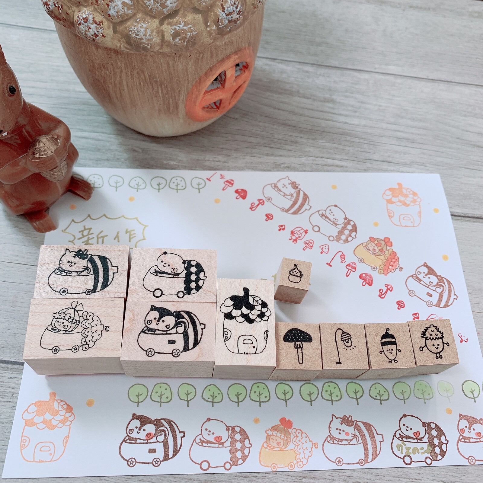 Kayonoko Stamp – Panda Acorn Car — gallery