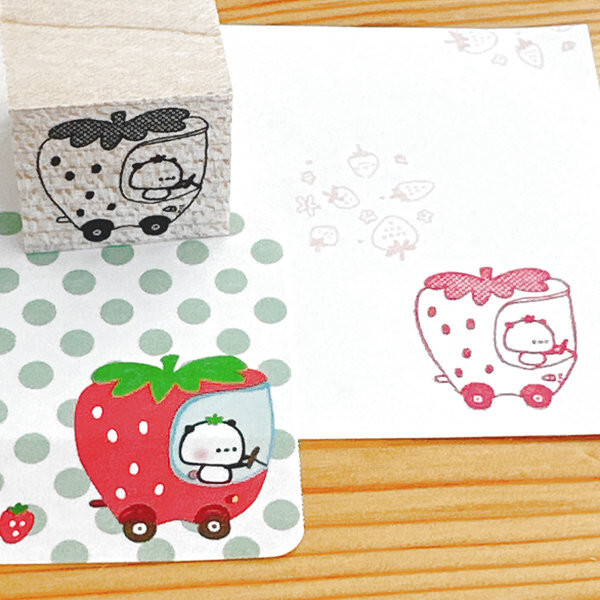 Kayonoko Stamp – Strawberry Car Panda