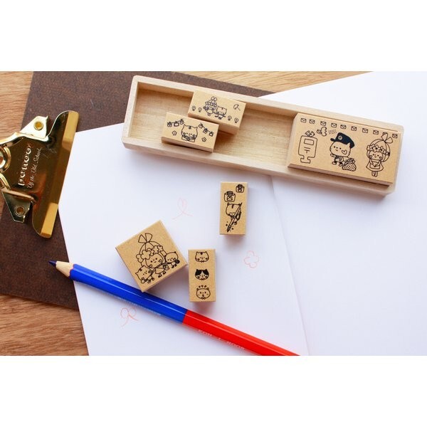 Kayonoko x Sanby Stamp Set – Ribon and Nekotan