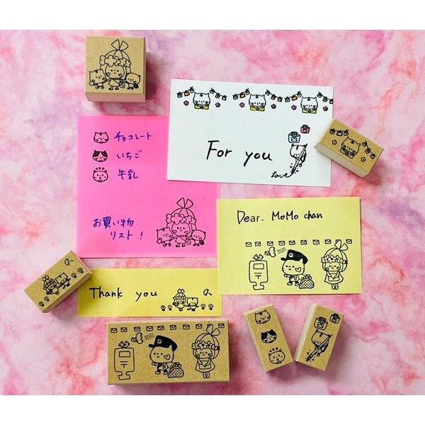 Kayonoko x Sanby Stamp Set – Ribon and Nekotan — gallery