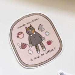 Kuboandlucy x Dana Ate Oatmeal Vinyl Sticker – Lucy Would You Like a Cup of Coffee