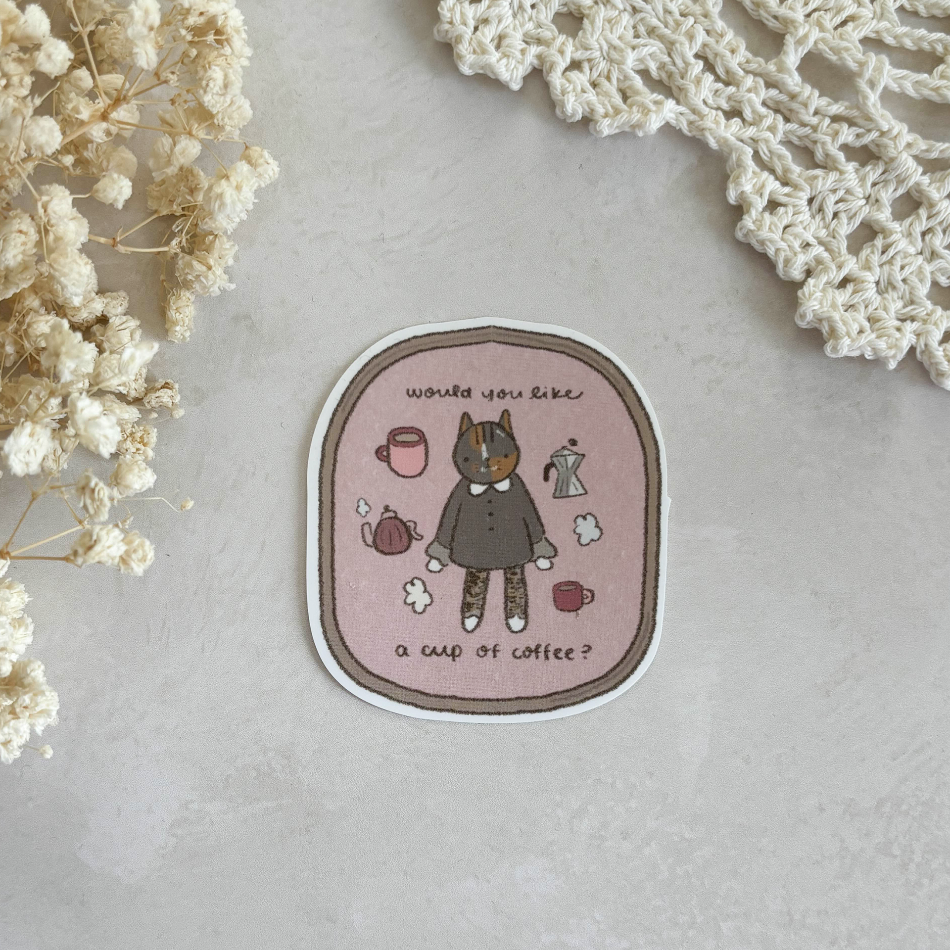 Kuboandlucy x Dana Ate Oatmeal Vinyl Sticker – Lucy Would You Like a Cup of Coffee — gallery