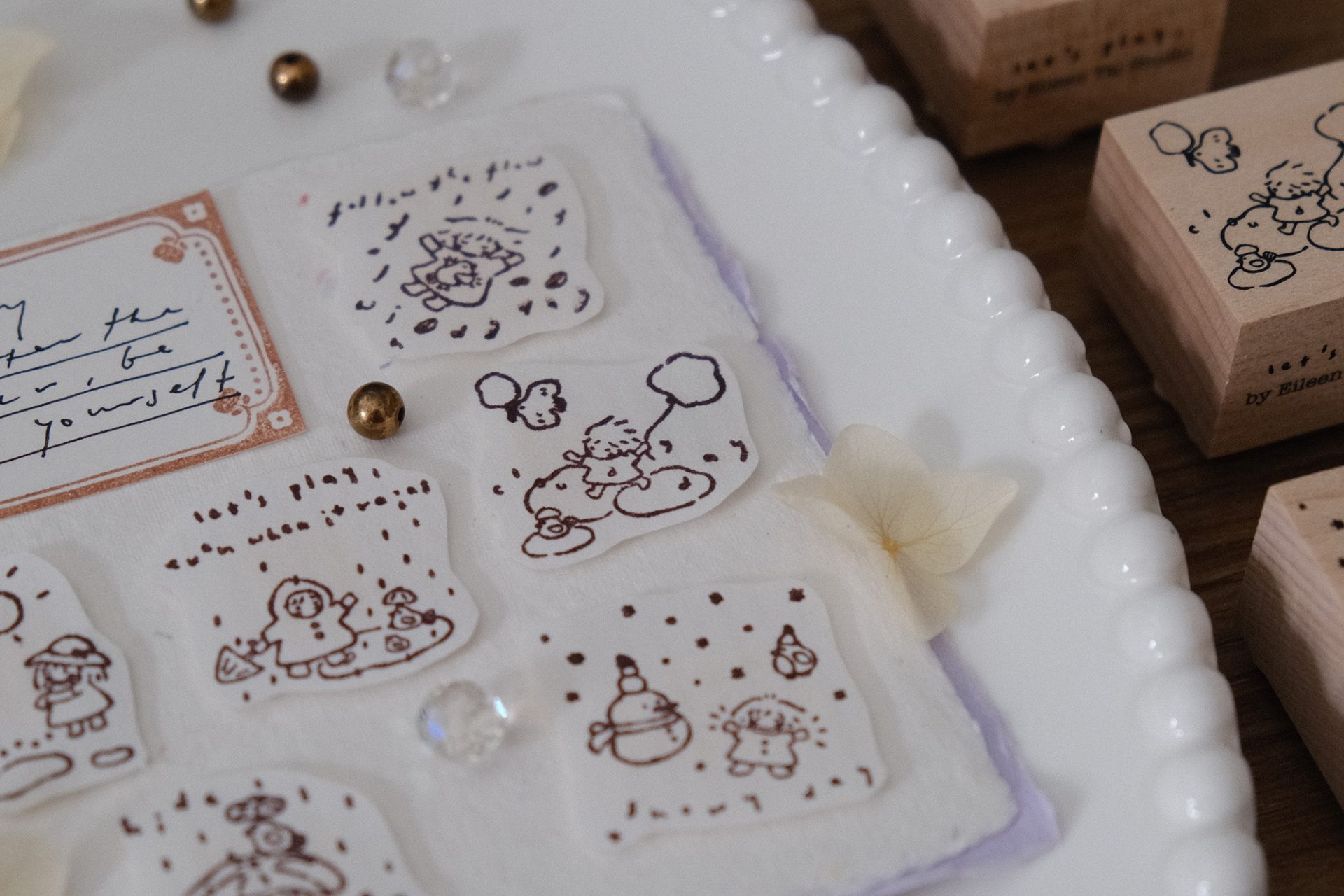 Cloudy day illustration stamped from the Let’s Play weather-themed wooden stamp.