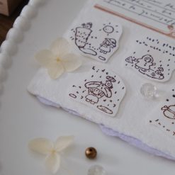 Rainy day illustration stamped onto paper using the Let’s Play wooden rubber stamp.
