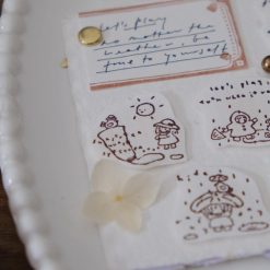 Sunny day illustration stamped with the Let’s Play wooden weather-themed stamp.