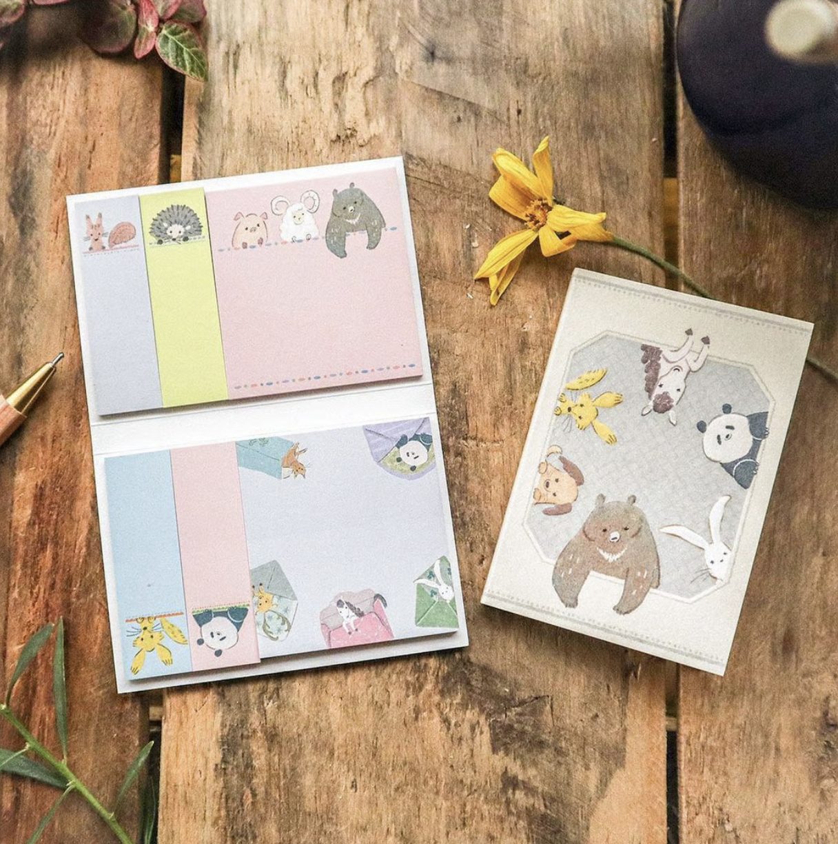 Meribun Hyokkori Animals Sticky Notes Set