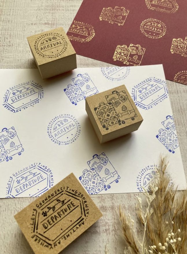 Merinomi Travel Rubber Stamps Suitcases Departure Arrival