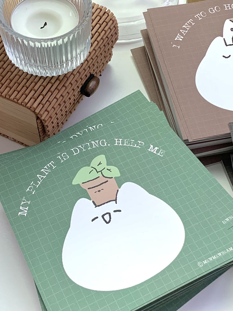 Mewmewbeam Big Face Postcards 3 styles House pot and cup